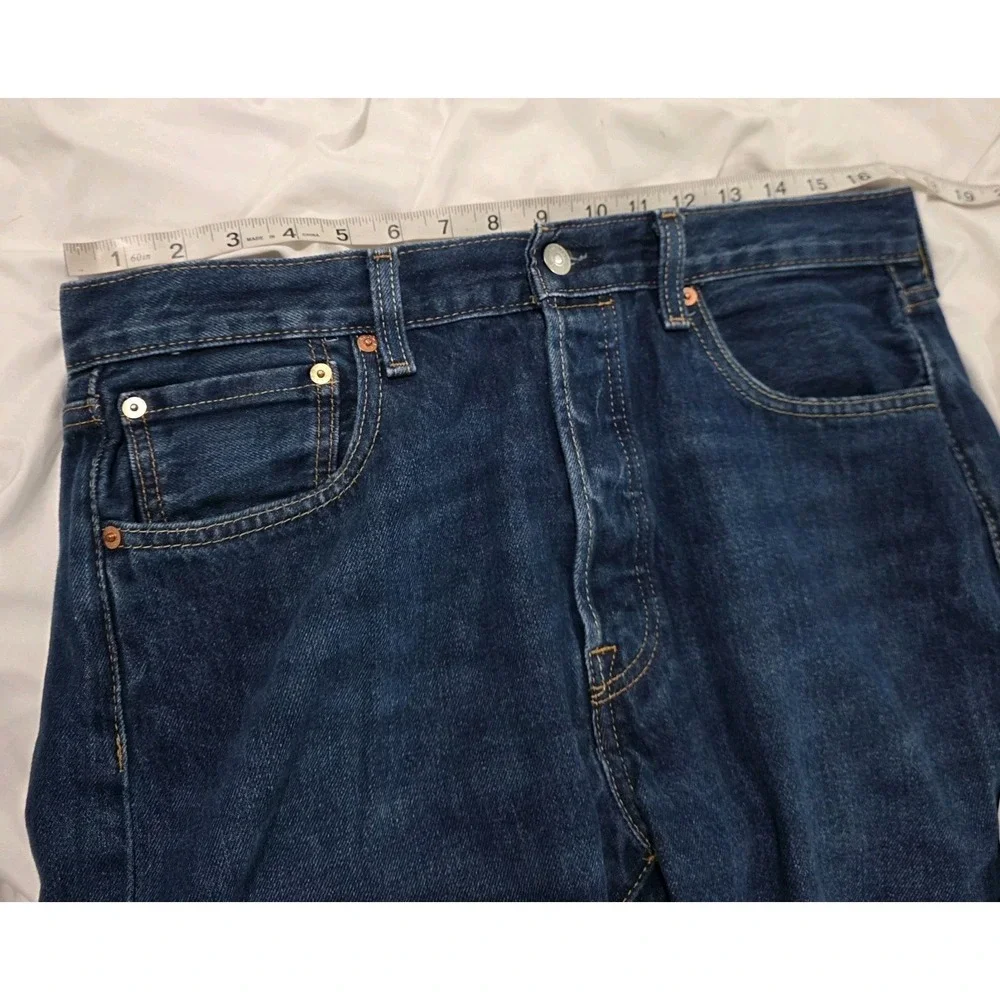 Levis Mens 501 Size 34 X 30‎ Dark Wash Button Fly Jeans Straight Leg